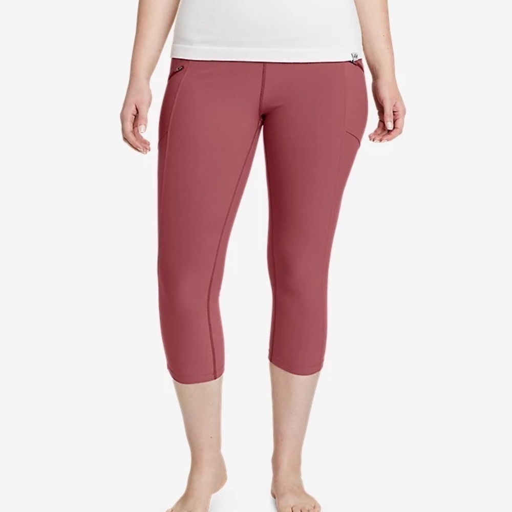 Eddie Bauer Pink Trail Tight Capris Legging Athletic Tights High Rise Size Large